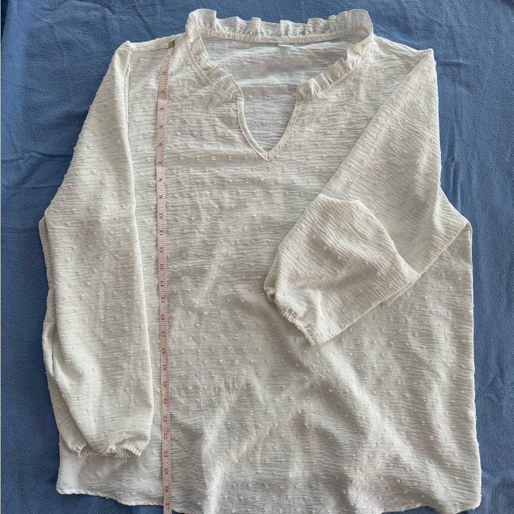 Chic White Ruffled Women's Blouse - Picture 7 of 8